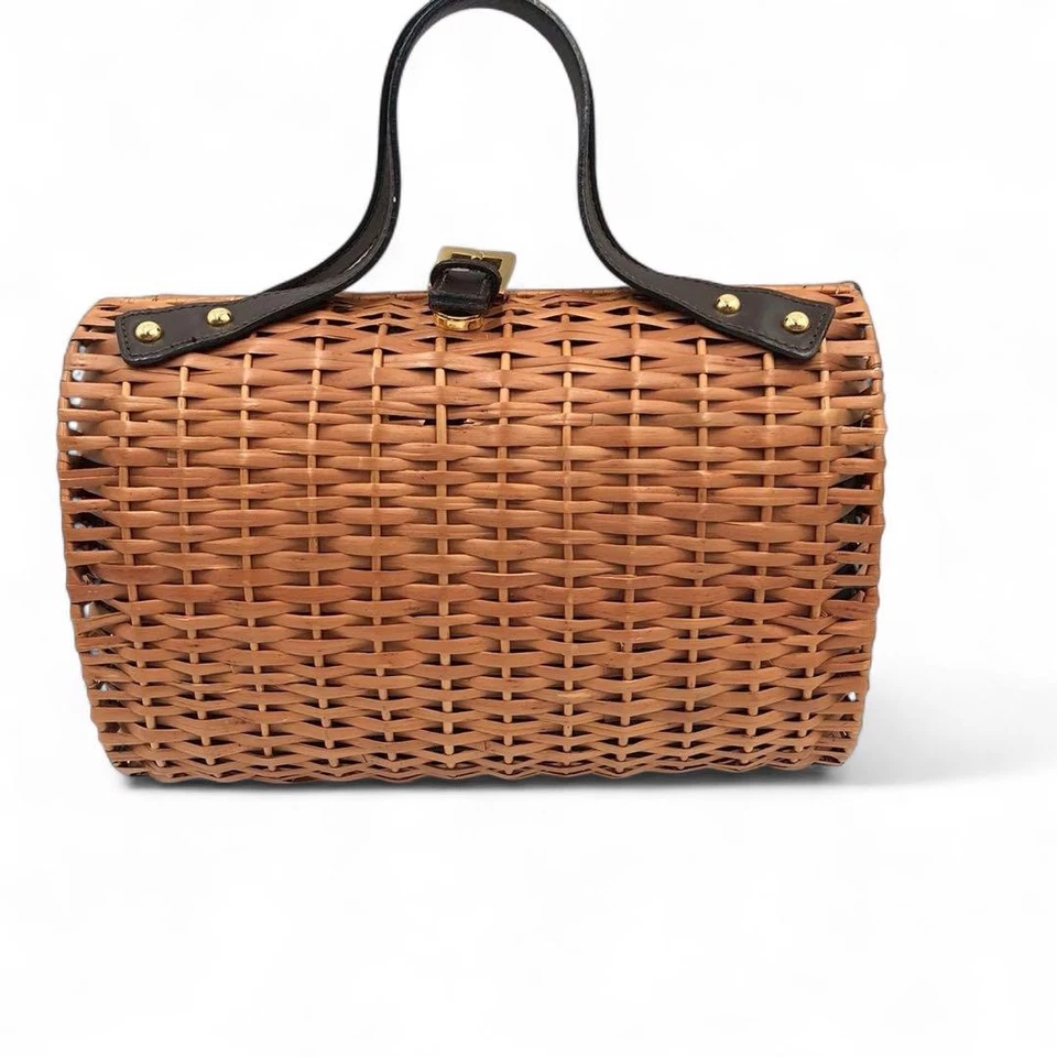 Fendi Handbag Rattan Basket Bag Straw Zucca Pattern Vintage 26 15435 0 982 - Image 3 of 4