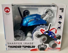 SHARPER IMAGE  Thunder Tumbler ~ Remote Control  360 Blue Spinning Car ~ NIB
