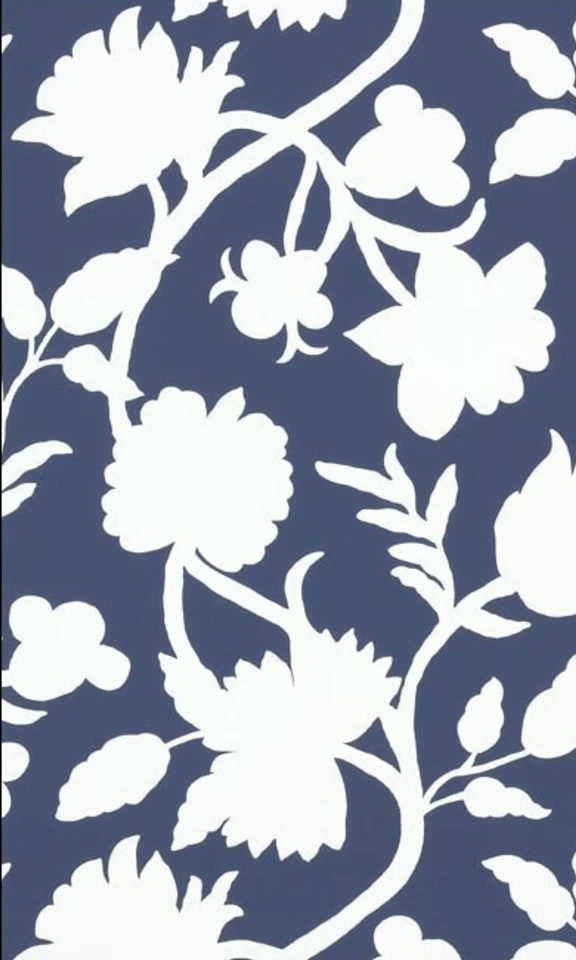 THIBAUT Navy Blue & White CABRERA Floral Wallpaper Double Roll T-35141 (Have 6) - Image 2 of 4