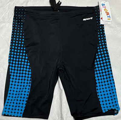 Sporti Molecule Splice Jammer Swimsuit Men's Size 34 Black Blue Dots NWT
