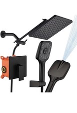 Shower Faucet Set Matte Black Roughin AntiScald Luxury 10" Matte Black