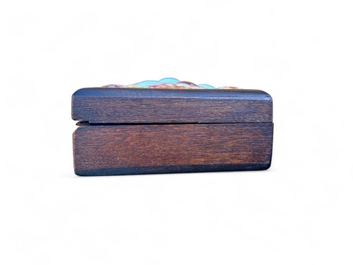 Vintage ESMALTES J. AMORES copper enamel wooden trinket box 1960's SPAIN - Picture 4 of 9