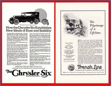 1924 Chrysler Six Phaeton Roadster French Line Europe Cruise Ship Tours Print Ad
