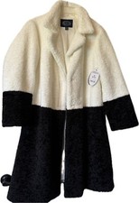 Nwt Scoop Faux Fur Black White Block Coat, Size M (8-10)