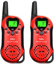 1 par de walkie talkies SOKOS para niños 22 canales hasta 3 millas radio de 2 vías (rojo)