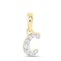 10K Gelbgold Echter Diamant Damen Blockschrift Initial C Mini AnhäNger 1/20 CT