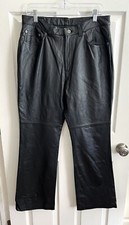LAUREN RALPH LAUREN Women's Black Leather High Rise Bootcut Pants 14 NWT 299