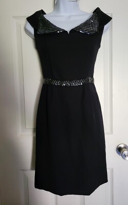 Vintage Andre Laug Roma Italy Couture Little Black Dress S 4 Sequins 60's  Style | eBay