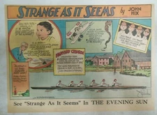 Strange As It Seems: Harvard Crimson Crew Team Hankerchief by Hix from 1/28/1940