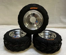 Honda ATC 70 DWT Polished Aluminum Front and Rear Tires Rims 16x7-8 Sunf A004