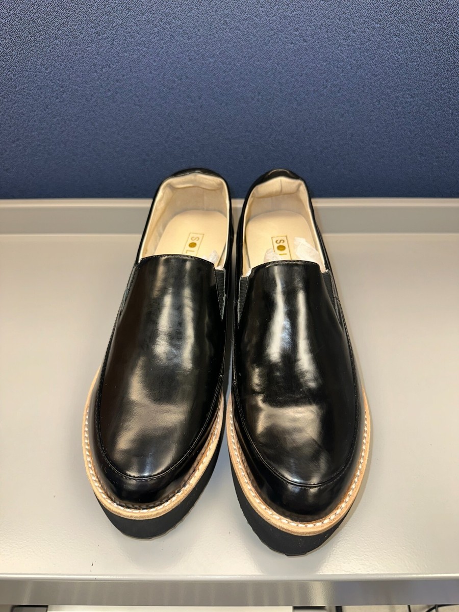 Sol-Sana Tabbie Wedge Platform Black Leather Loafer black  display picture 1