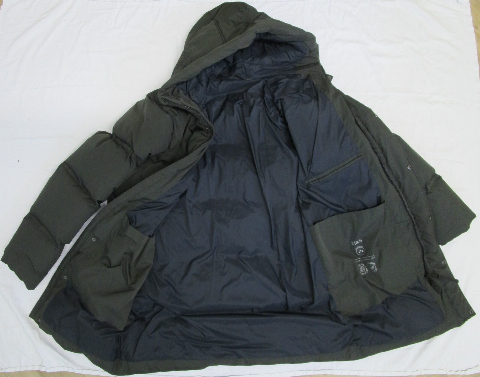 NEW Mens Marks & Spencer Khaki Green Padded Quilted Coat XL eBay