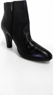 Anne Klein Alas Womens Ankle Boots SZ 10 M Black Leather 3 3/4'' Heel Solid Sale