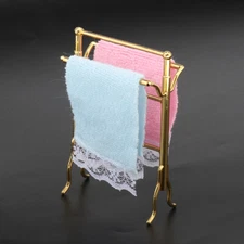 Dollhouse Miniature 1:12 Scale Bathroom Towels Rack Set Furniture Accessories