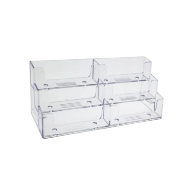 LINCE DISPLAY LIMITED 6-Pocket 3-Tier Landscape Business Card Holder for Efficient Desktop Display and