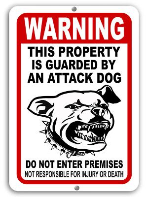 BEWARE OF DOG Sign Attack Dog on Duty Guard Dog 8''x 12'' Aluminum Metal Warning 