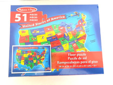 Melissa  Doug HOMESCHOOLING USA Map Floor Puzzle 2'x 3' Large, 51 Jumbo Pieces
