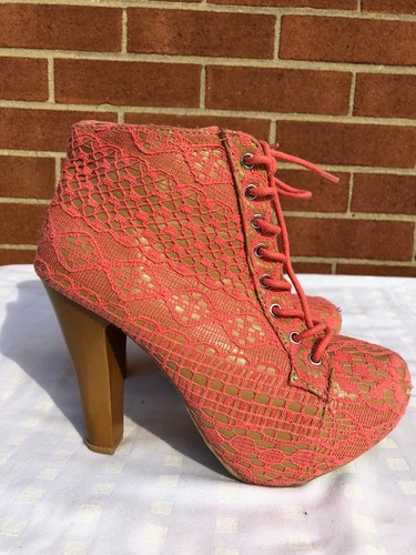 Charlotte Russe Para Mujer Marrón/Coral Con Cordones Cremallera Botines  Plataforma Taco Alto Talla 6 | eBay