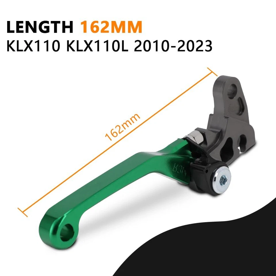 KLX110 Palanca de freno plegable CNC para KLX110 KLX110L 2010-2024 DirtBike verde Foto 2 de 4