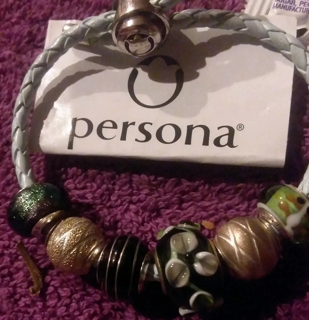 Genuine Pandora charm bracelet with 3 spacers and 5 bead charms