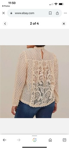 Torrid taglia 3 (3X) modello misto pizzo beige misto cotone elegante casual bellissimo - Foto 11 di 11