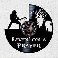 Schallplatten Wanduhr Vinyl Silhouette Rockgruppe Deko Bon Jovi Musik