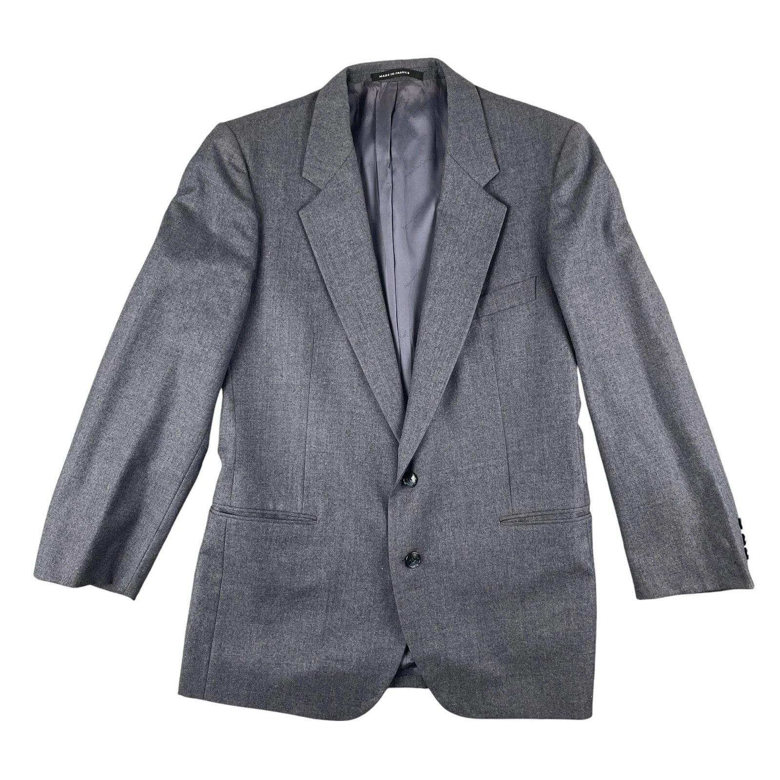 SAINT LAURENT (YSL) Blazer Yves Saint Laurent uomo 43 blu grigio made in France cappotto sportivo misto lana