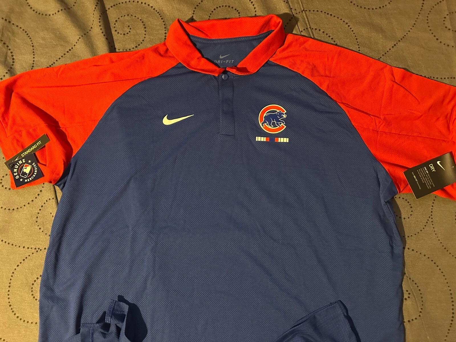 NIKE CHICAGO CUBS BASEBALL GOLF BLUE & RED POLO SHIRT SIZE 2XL MEN NWT $70.00