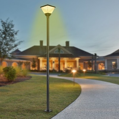 Outdoor Street Light Pole Courtyard Parking Lot Lighting Lamp Post W/Ground Cage