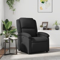 Relaxsessel Echtleder Schwarz Mit Verstellbarer RüCkenlehne Und FußStüTze