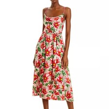 Alice + Olivia Samantha Pink Floral Belted A-Line Cowl Neck Midi Dress Size 2