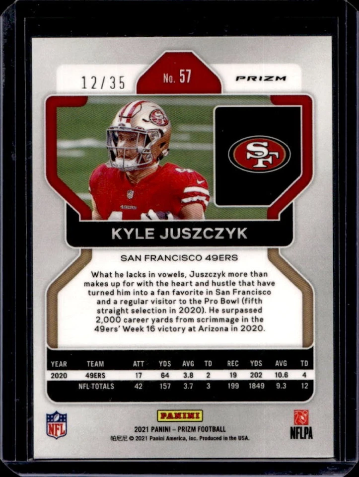 2021 Prizm Kyle Juszczyk Red Shimmer #12/35 49ers - Image 2 of 2