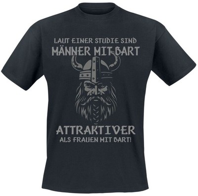 Funshirt T-Shirt Herren Männer mit Bart schwarz