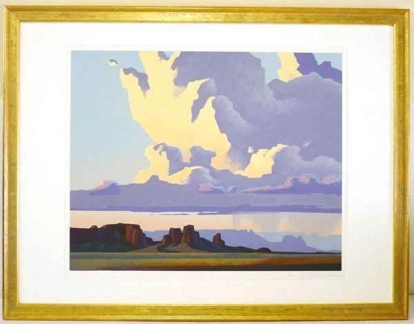 Ed Mell Desert Rain Lithograph Signed Southwestern Landscape