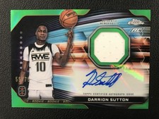 2023-24 Topps Chrome Overtime Darrion Sutton Rookie Patch Auto Green /75