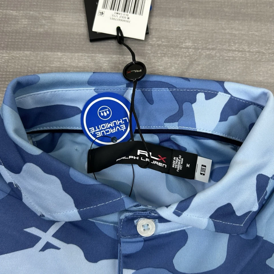 Рубашка поло для гольфа мужская RLX Ralph Lauren Performance средний камуфляж синяя эластичная 115 долл. США - Изображение 3 из 4