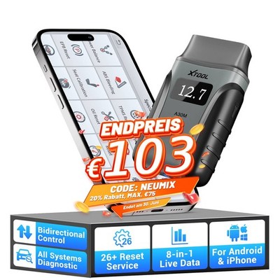 2026 XTOOL A30M V2.0 BT Kabellos Auto KFZ OBD2 Diagnosegerät Scanner ALLE SYSTEM