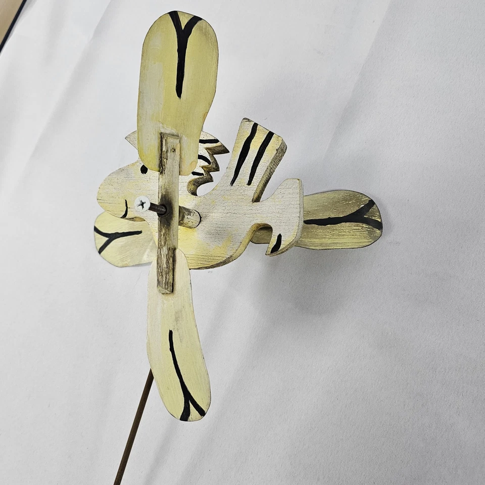 Vintage Folk Art Wood Whirligig Flying 10" Woodstock From Snoopy Animated READ⬇ - Image 3 of 4