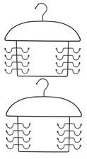 Pack of 2 16-Hook Tie, Belt, Scarf Tank Top Rack Closet Organizers Metal Frame