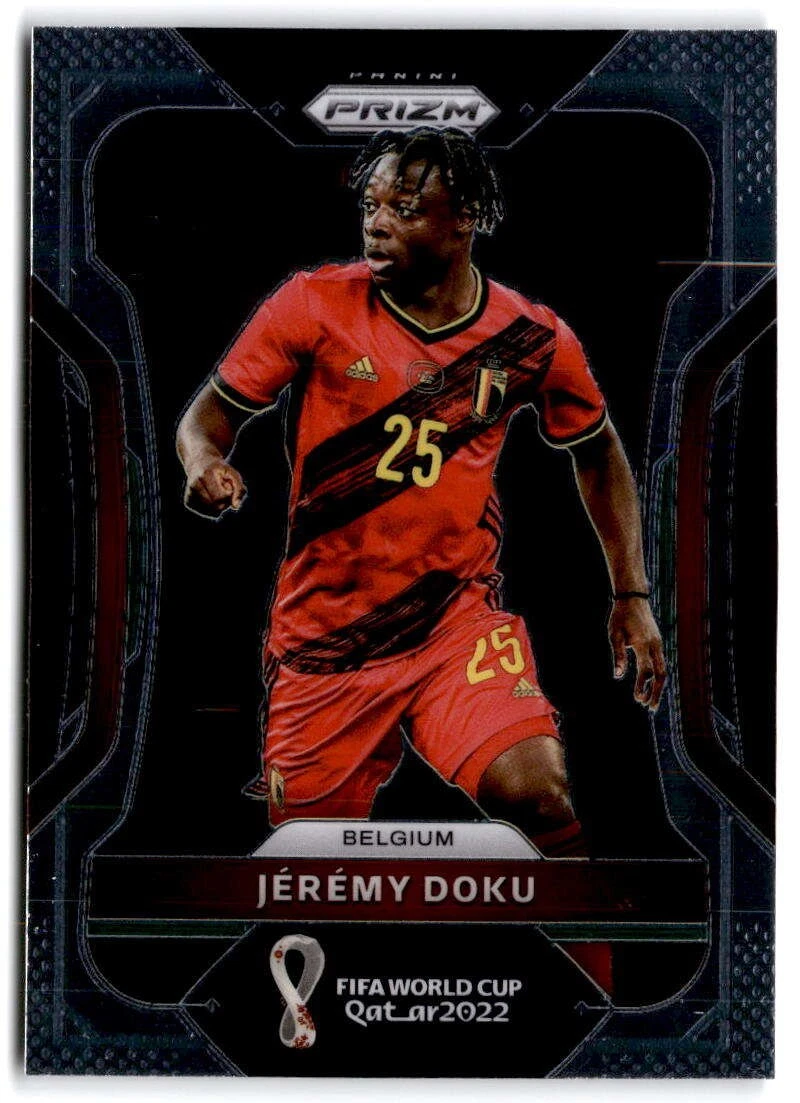 Preços baixos em 2022 Panini Prizm World Cup Qatar Jeremy Doku #18