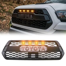 Front Grille For 2016-2023 Tacoma SR SR5 Mesh Grill Black w/4 LED
