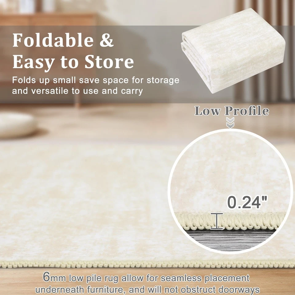 Living Room Area Rug 10x13 Modern Solid Color Large Bedroom Rug with Rubber B... - Image 4 of 4