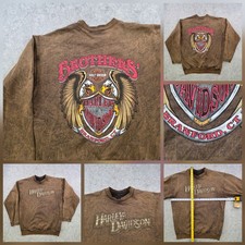 Vintage Y2K Harley Davidson Sweatshirt Mens L XL Brown Eagle Branford CT USA