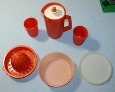7 Piece Vintage Tupperware Kids ORANGE JUICE SET Pitcher Reamer Cups Bowl EUC
