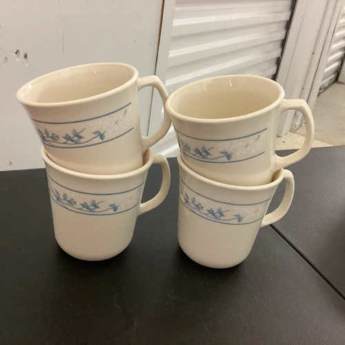 Set Of 4 Vintage Corelle Corning Ware FIRST OF SPRING Coffee Mugs Cups