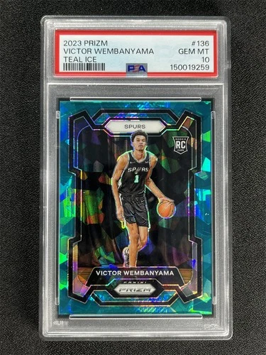 2023-24 Panini Prizm Victor Wembanyama #136 Teal Cracked Ice RC /225 PSA 10 MT