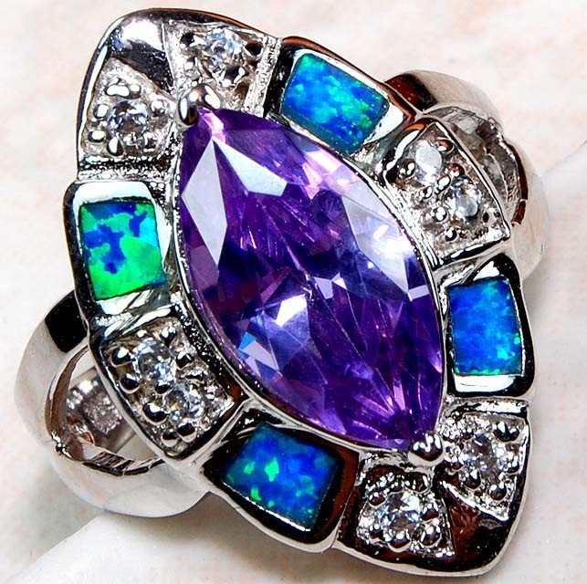 3CT Amethyst 925 Solid Sterling Silver Ring Sz 6 GA4-3