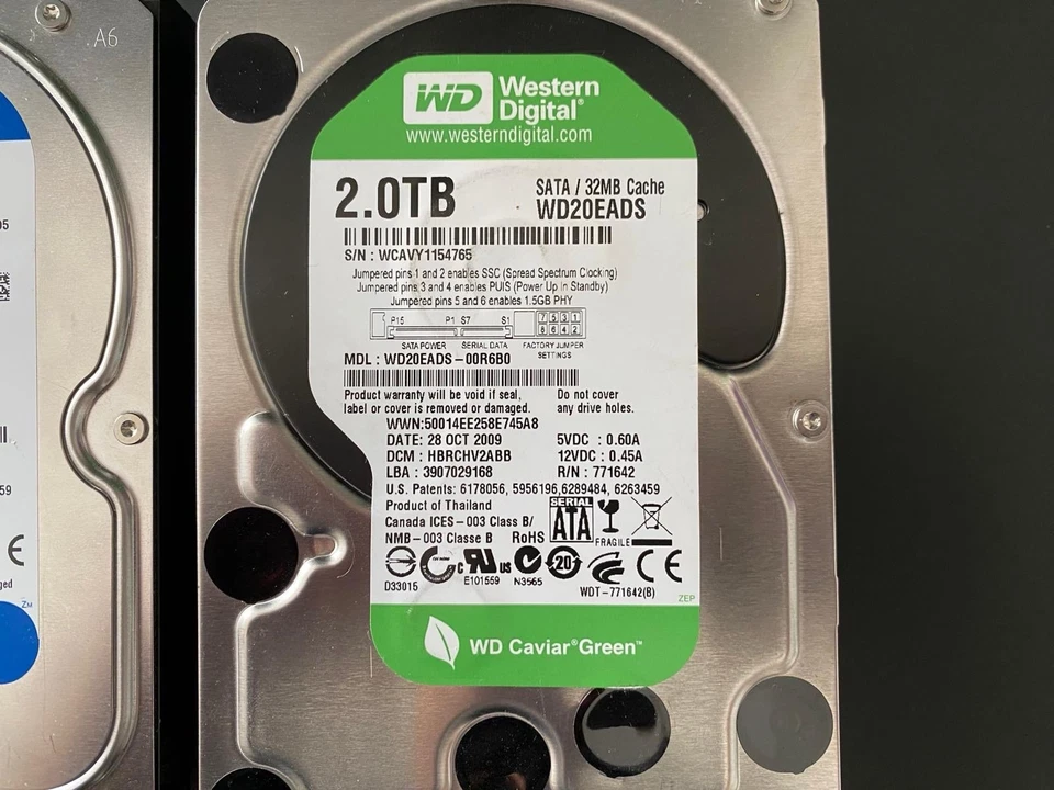 Western Digital WD20EARX HDD 3,5" WD Caviar Green & WD Blue 2x 2TB SATA - Immagine 2 di 4