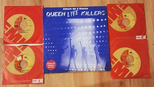 QUEEN Lot records 1 promo double LP + 4 singles Rare  Peeruvian