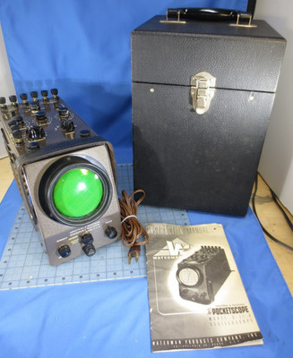 Vintage Waterman Pocketscope S-11-A Oscilloscope Powers On Trace W/ Case, Manual